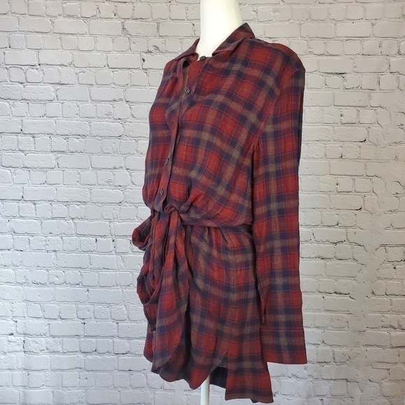 RAG & bone Falicia Plaid Tie Waist Shirt Dress NWT - Picture 2 of 11